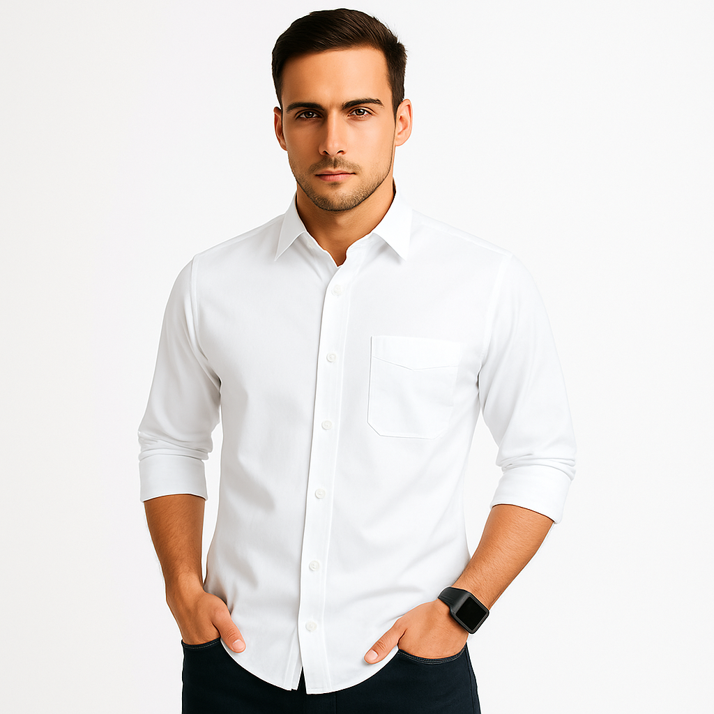 White Solid Regular Fit Shirt