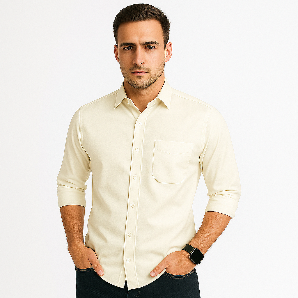 Yellow Regular Fit Solid Shirt
