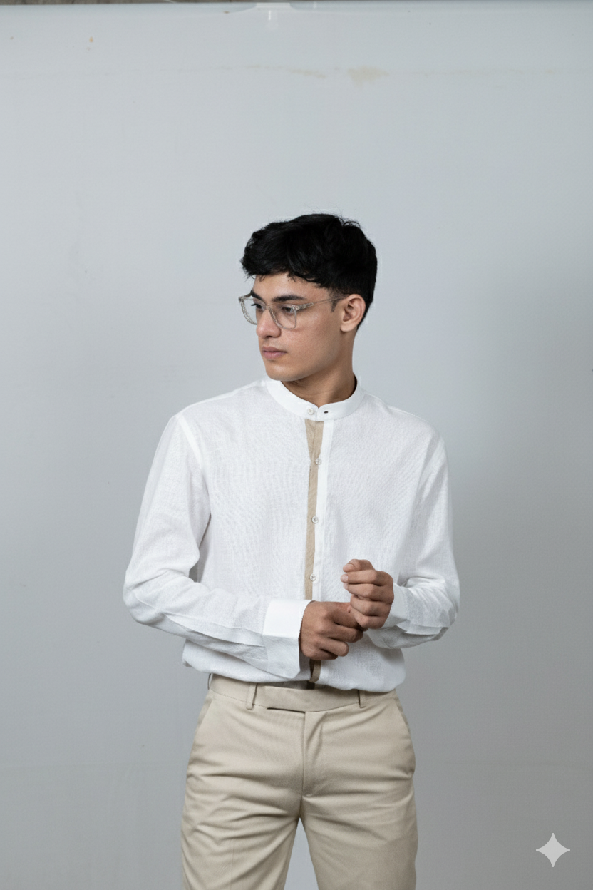 Urban Trim Linen Shirt - White