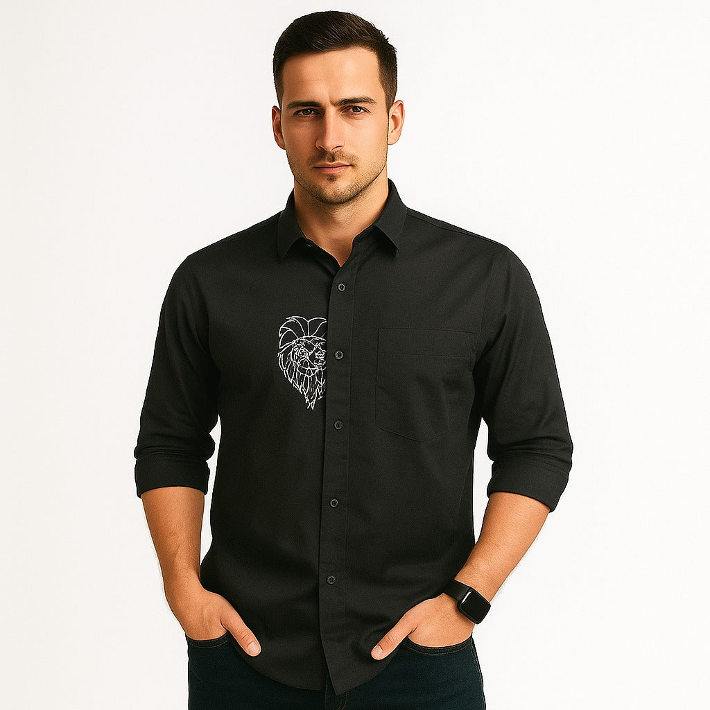 Printed Casual Black Shirt