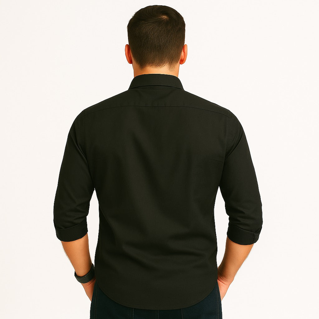 Black Solid Regular Fit Shirt
