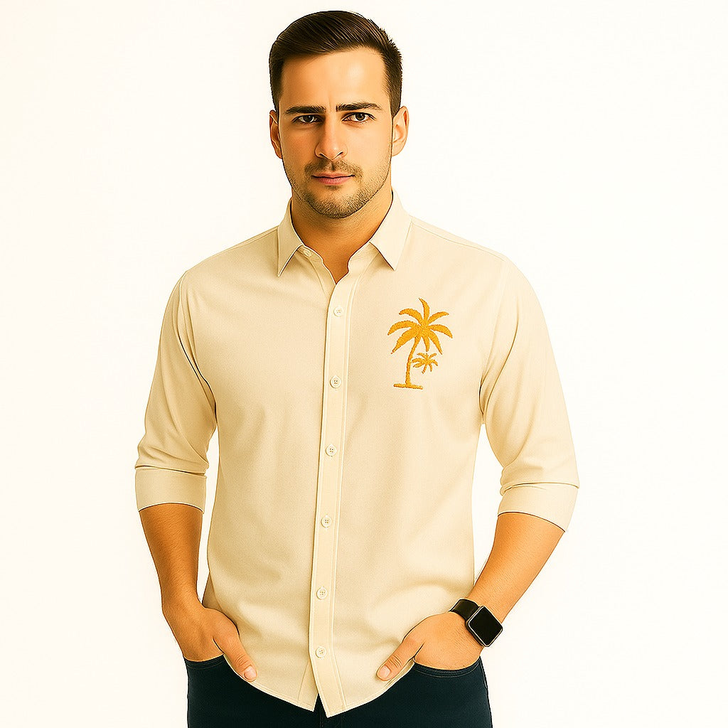 Light Yellow Printed Casual Shirt