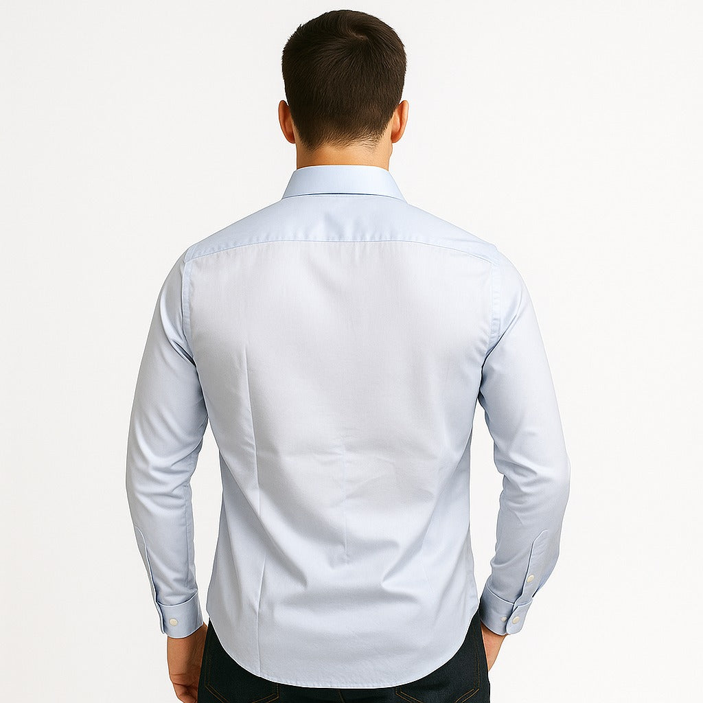 Blue Solid Regular Fit Shirt