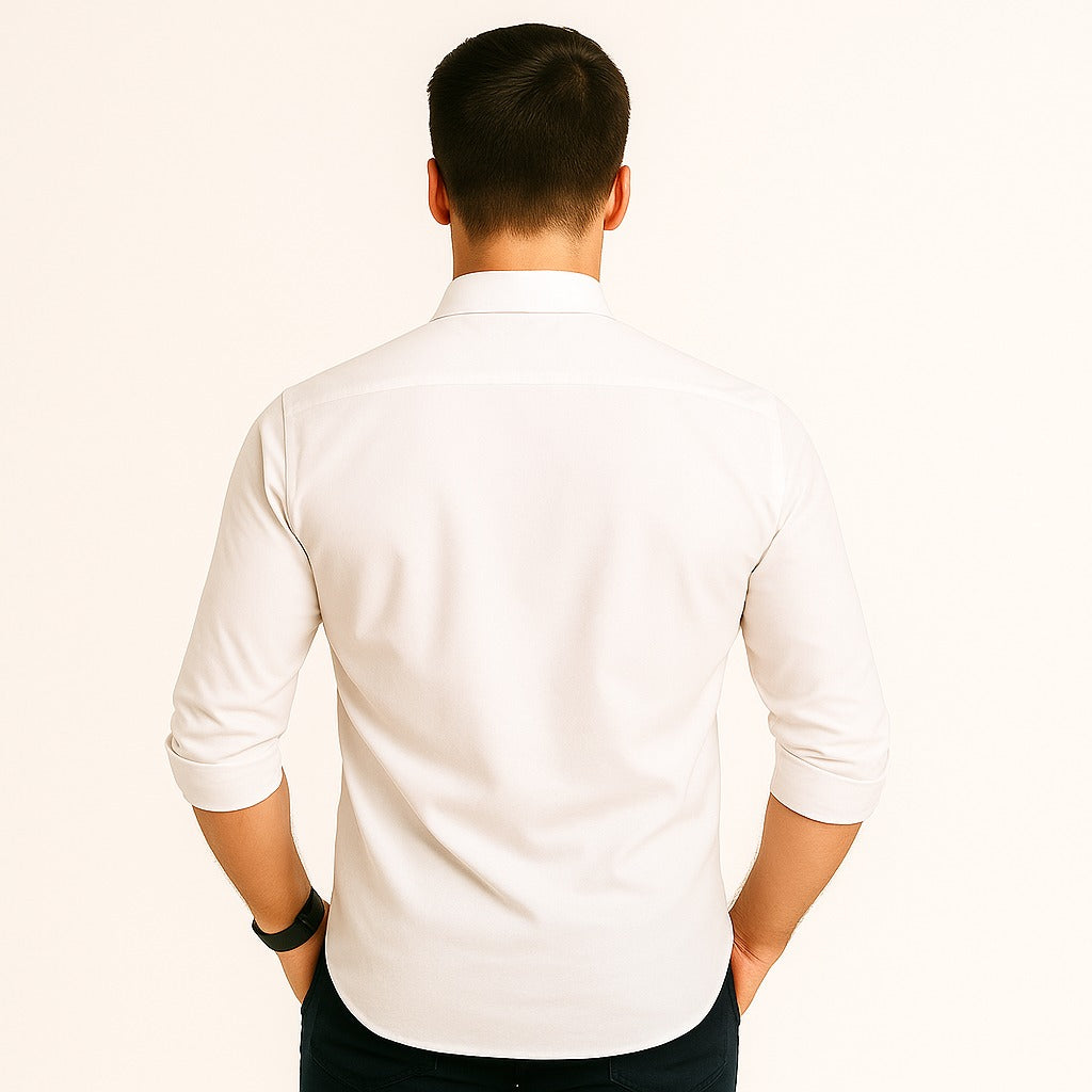 White Solid Regular Fit Shirt